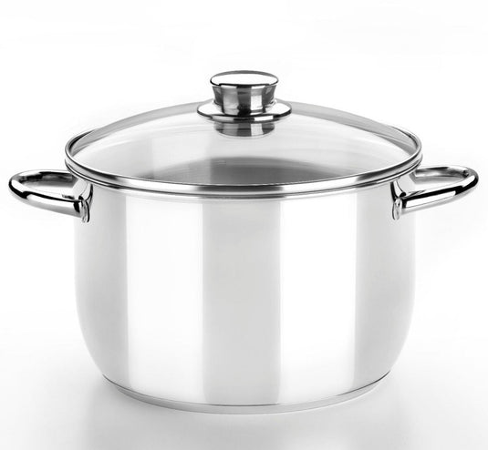 Monix optima | 20 cm pot met glazen deksel, 18 10 roestvrij staal, drievoudige diffusorbodem, geschikt voor alle soorten fornuizen, inclusief inductie