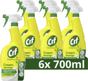 Cif - cleanboost - allesreiniger spray - cream - 6 flessen x 700 ml - voordeelverpakking