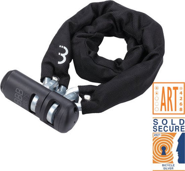 Bbb cycling securechain art 2 fietsslot - kettingslot fiets - sold secure silver - zwart - 90 x 0,9 cm - bbl-75