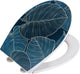 Wenko wc bril leaves - antibacterieel duroplast met structuurprint - easy-close softclose sluiting - fix-clip bevestiging afklikbaar in rvs - toiletbril decor met structuur - toiletzitting met print