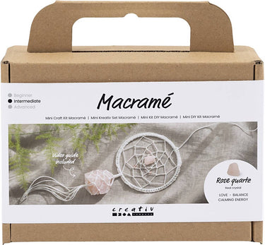 Creativ company https: www.cchobby.nl mini-hobbyset-macrame-dromenvanger-met-rozenkwarts-lichtroze-wit-1-doos