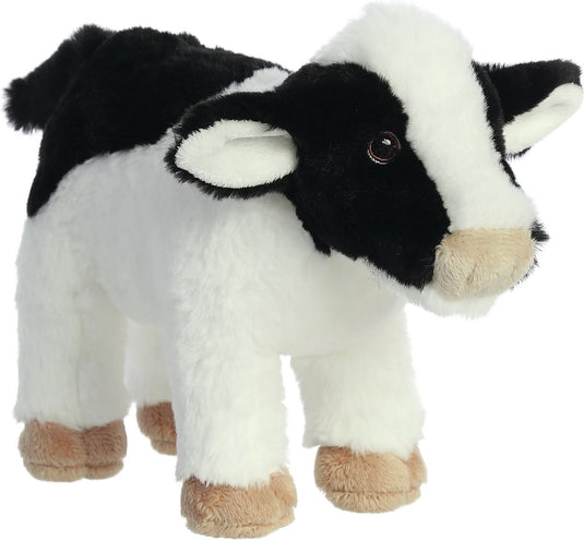 Aurora knuffeldier koe - pluche knuffel - zwart wit - 26 cm - knuffeldieren - boerderij dieren