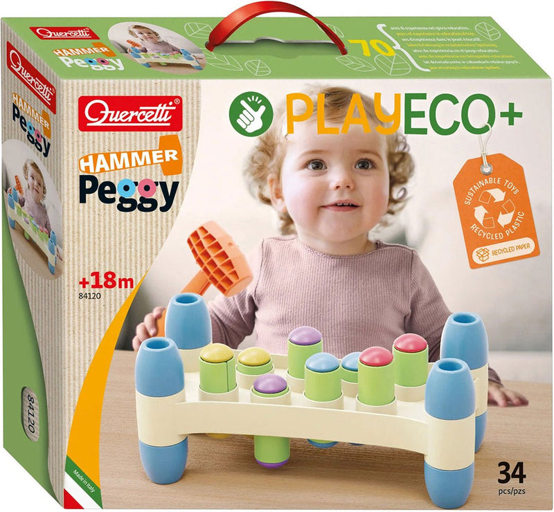 Load image into Gallery viewer, Quercetti play eco+ hamerbank peggy (34-delig)
