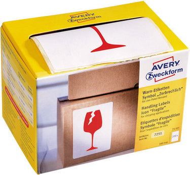 Avery verzendetiket 'fragile' - waarschuwings etiket 200 st