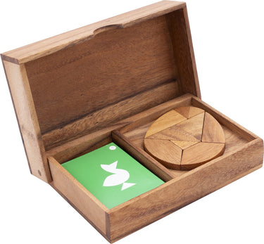 Longfield double tangram egg – houten puzzelspel – educatief denkspel – tangram eivorm – logische hersenkraker – engelhart