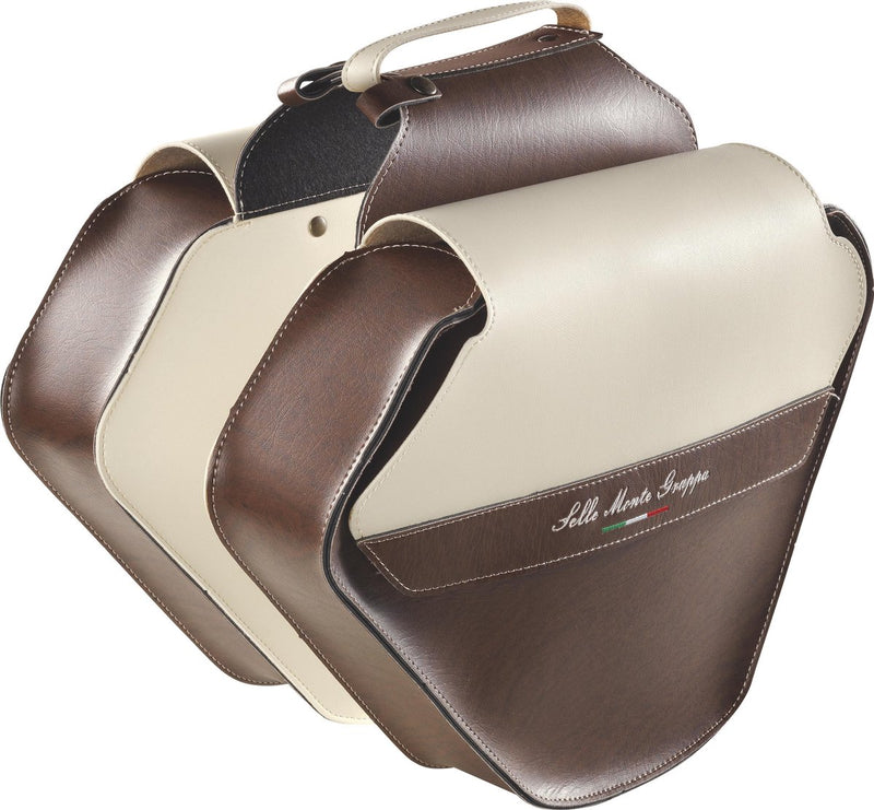 Load image into Gallery viewer, Selle monte grappa fashion - dubbele fietstas - kunstleer - 33 liter - donkerbruin wit
