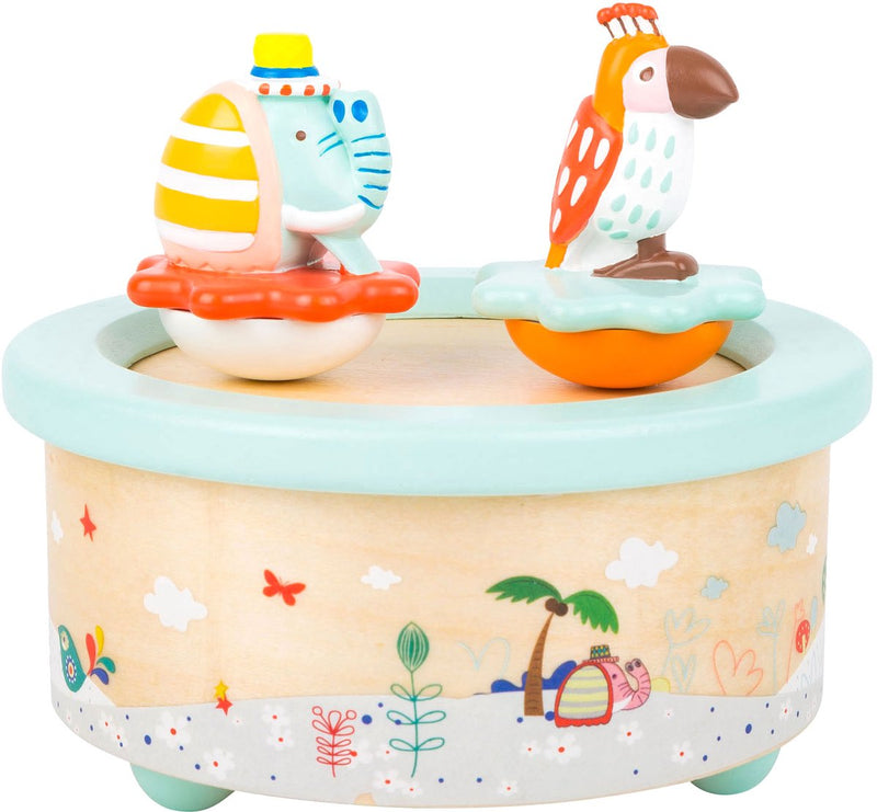 Load image into Gallery viewer, Small foot - houten muziekdoos papegaai en olifant
