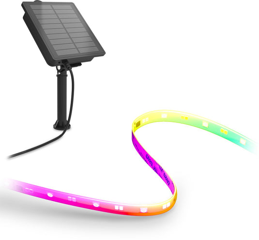 Calex vista solar ledstrip - 3 m - gekleurd warm wit licht - oplaadbaar met zonne-energie usb-c - waterdicht - met afstandsbediening
