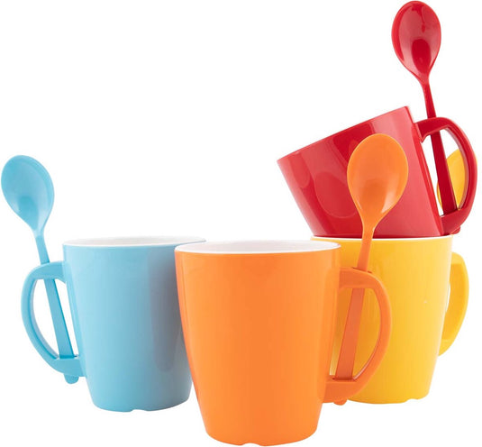 Gimex colour line mok met lepel - rainbow - 390 ml - 4 stuks