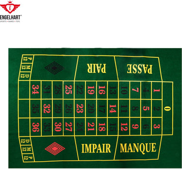 Longfield roulette kleed 130 x 90 cm – groen vilt – casino spel accessoire voor thuis – speelkleed voor roulette tafels – engelhart
