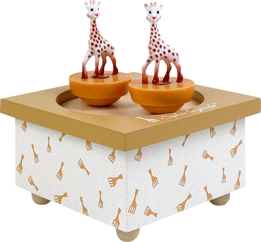 Sophie de giraf muziekdoosje - dansende sophie's - baby muziekdoos - kraamcadeau - babyshower cadeau - vanaf 12 maanden - 11.5x11.5x8.5 cm - karamel