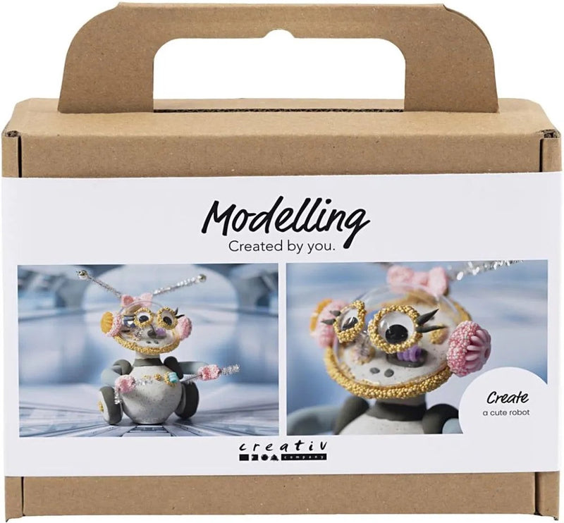 Afbeelding laden in galerijviewer, Creativ company https: www.cchobby.nl mini-hobbyset-boetseren-robot-grijs-roze-1-doos
