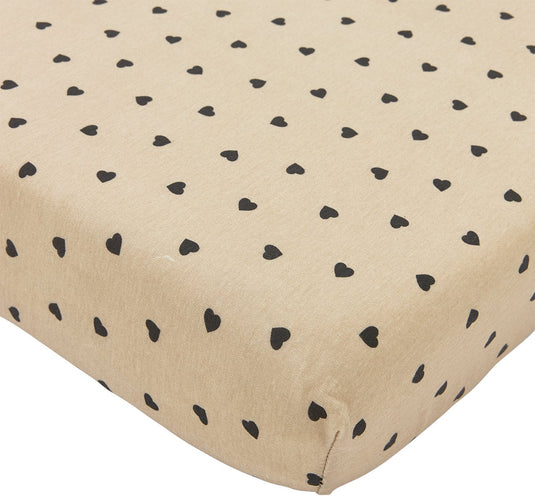 Meyco baby sweet heart hoeslaken junior bed - soft sand black - 70x140 150cm