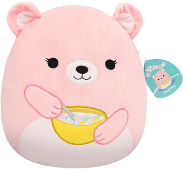 Jazwares squishmallows - medium plush (hominy - peach bear holding cereal bowl) - 30cm plush