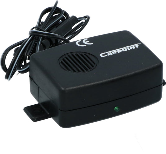 Carpoint marterverjager - voorkomt doorgebeten kabels en slangen - luide en pulserende ultrasone geluid - 12volt - stroomverbruik 60ma - frequentie 22,5khz >70db – aan te sluiten op accu van auto - niet hoorbaar voor mensen