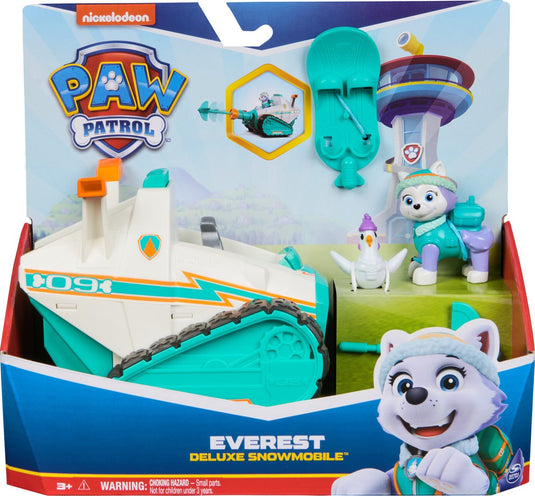 Paw patrol - everest deluxe snowmobile met projectielwerper snowboard en speelfiguur