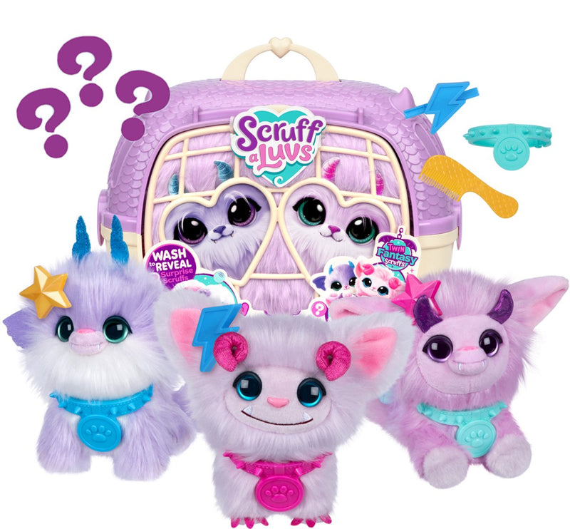 Load image into Gallery viewer, Moose toys scruff a luvs – twin fantasy knuffels in draagmand – 2 magische mystery pluche knuffels
