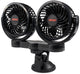 Amio dubbele autoventilator zuignap met usb-oplader zwart (5x10 cm) 12v