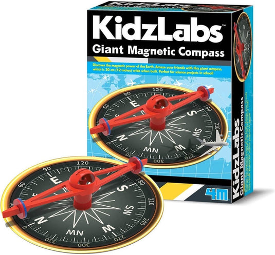 4m kidzlabs: gigant magnetisch kompas 30cm, met gedetailleerde instructies, in doos 17x22x6cm, 5+