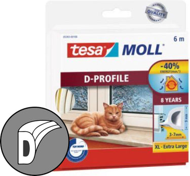 Tesa moll tochtstrip 05393 d profiel - 9mmx6m wit