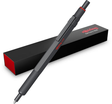 Rotring 600 balpen | medium punt | zwarte inkt | pen met volledig metalen omhulsel | dark stone | antislip gekartelde grip en zeshoekige huls | navulbaar