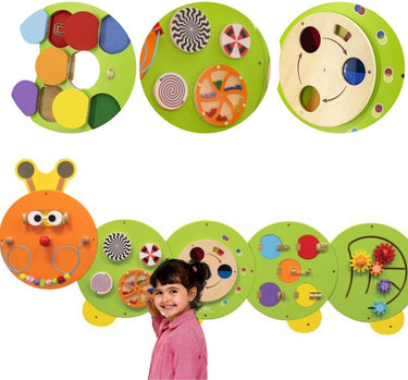 Vigatoys viga toys - houten - wandspeelbord - rups - lengte 185cm