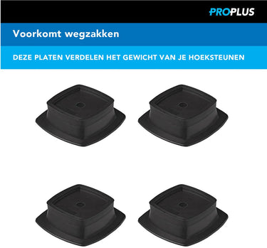 Proplus onderlegplaten - stapelbaar voor uitdraaisteunen - 4 stuks - stabilisatievoet caravan - zwart