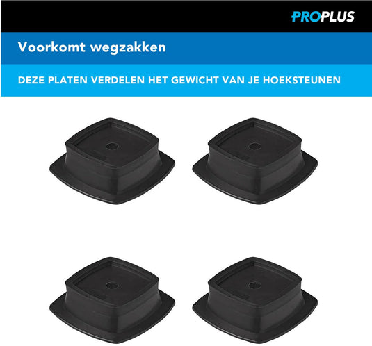 Proplus onderlegplaten - stapelbaar voor uitdraaisteunen - 4 stuks - stabilisatievoet caravan - zwart