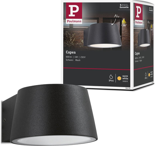 Paulmann led-wandarmatuur voor buiten capea ip44 96x128 mm 3000k 6w 500lm 230v 98° antraciet aluminium