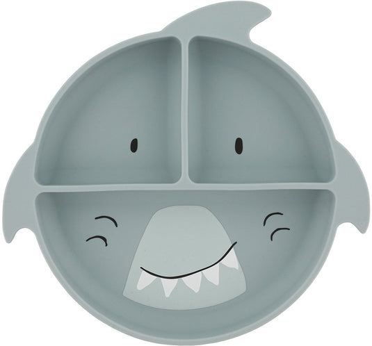 Trixie kinderbord met vakjes - mr. shark - bord met zuignap - voor baby's vanaf 4 maanden - van siliconen - geschikt voor de vaatwasser