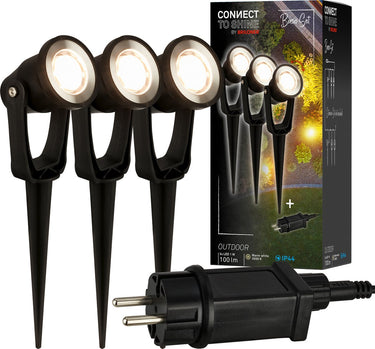 Briloner connect to shine - prikspot - set van 3 - tuinspot startset - tuinverlichting - ip65 - warm wit licht - 22.5x5x6 cm