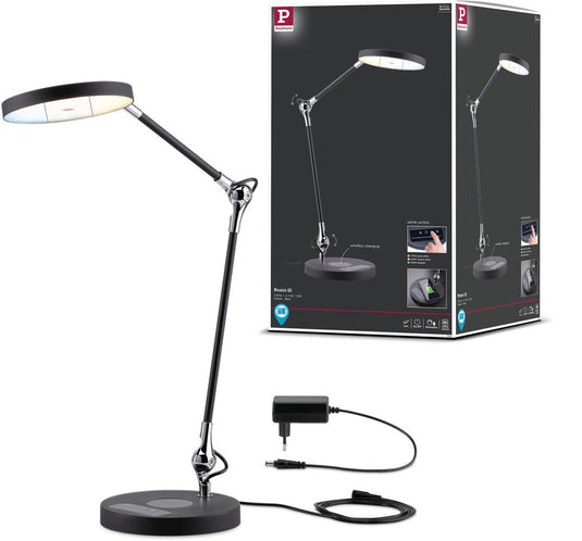 Paulmann led-bureaulamp numis qi white switch 1000lm 11w zwart