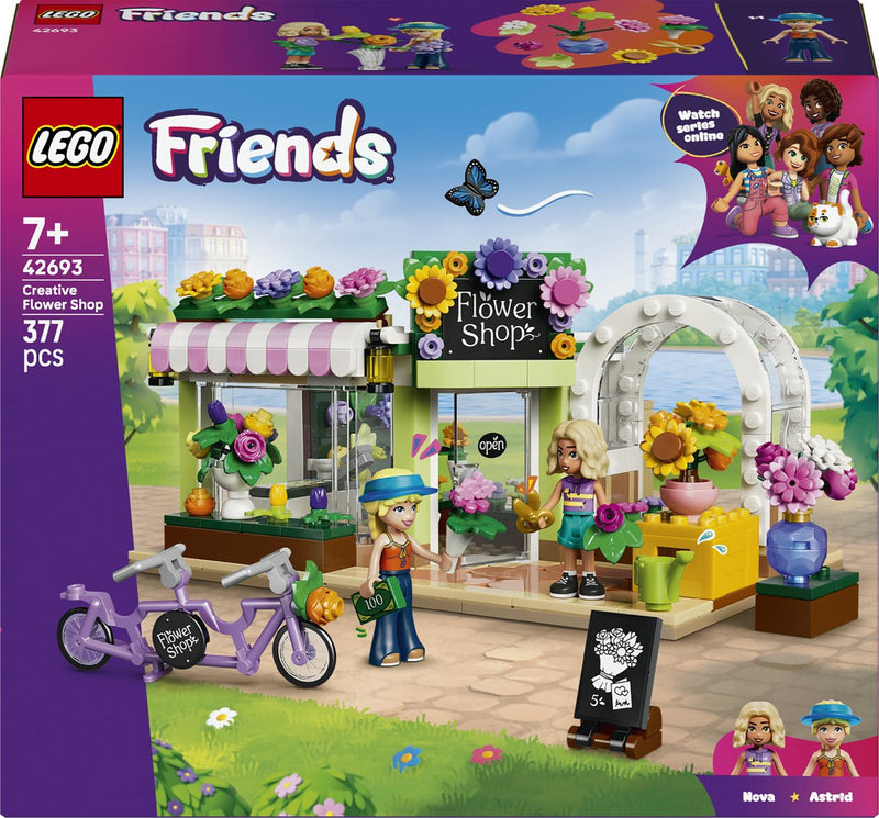 Afbeelding laden in galerijviewer, Lego friends creatieve bloemenwinkel bouwpakket voor kinderen met bloemen en speelgoedwinkel 42693
