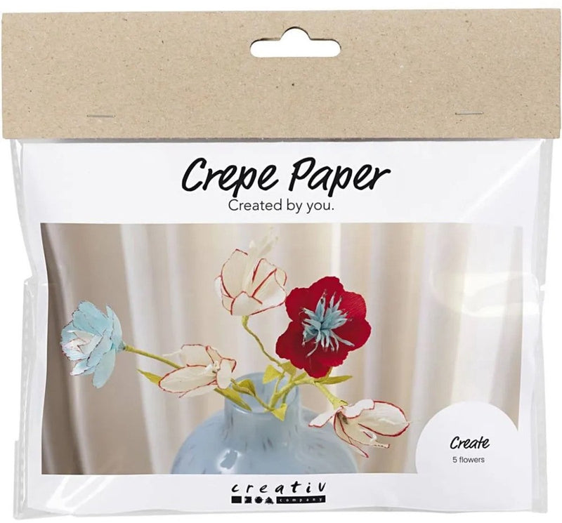Afbeelding laden in galerijviewer, Creativ company mini hobbyset bloemen van crepepapier pastelkleuren
