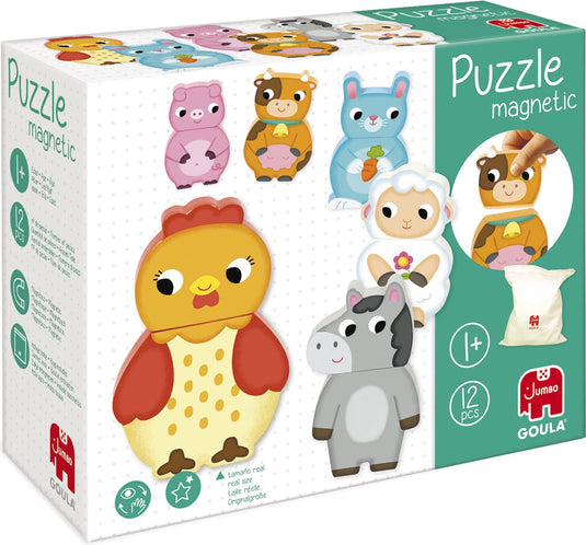 Goula jumbo - - magnetische puzzelstukken - boerderijdieren - puzzel - vanaf 1 jaar