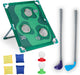 Eddy toys 2-in-1 golf en cornhole set - binnen- en buitenspeelgoed jongens en meisjes - met golfballen, pittenzakjes, golfclubs en speelbord - speelgoed werpspel en minigolf - kunststof - groen