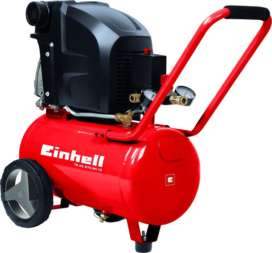 Einhell elektrische compressor te-ac 270 24 10 - 1800 w - 10 bar - 24 l tank - aanzuigcapaciteit: 270 l min - oliegesmeerd