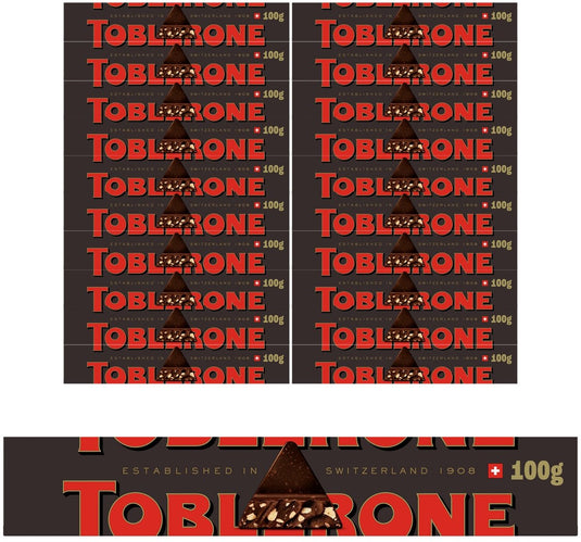 Toblerone chocoladereep puur zwart 20 x 100g - chocoladereep of chocoladetablet - voorraad - cadeau - puur