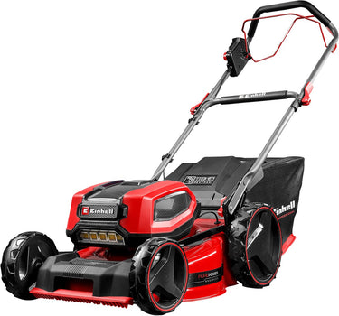 Einhell professional accu grasmaaier gp-cm 36 47 s li bl kit - power x-change - 36 v li-ion - maaibreedte: 47 cm - aanbevolen gazonoppervlakte: tot 700 m² - 65 l opvangzak - maaihoogte: 25-80 mm - incl. 4x 4.0 ah accu en 2x duo-lader