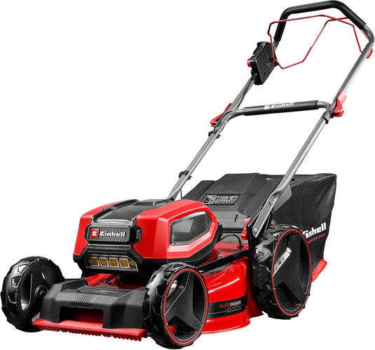 Einhell professional accu grasmaaier gp-cm 36 47 s li bl kit - power x-change - 36 v li-ion - maaibreedte: 47 cm - aanbevolen gazonoppervlakte: tot 700 m² - 65 l opvangzak - maaihoogte: 25-80 mm - incl. 4x 4.0 ah accu en 2x duo-lader