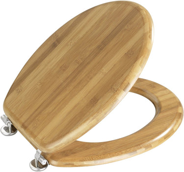Wenko wc bril bamboe donkerbruin - fsc hout - rvs scharnieren - toiletbril - toiletzitting - massief hout