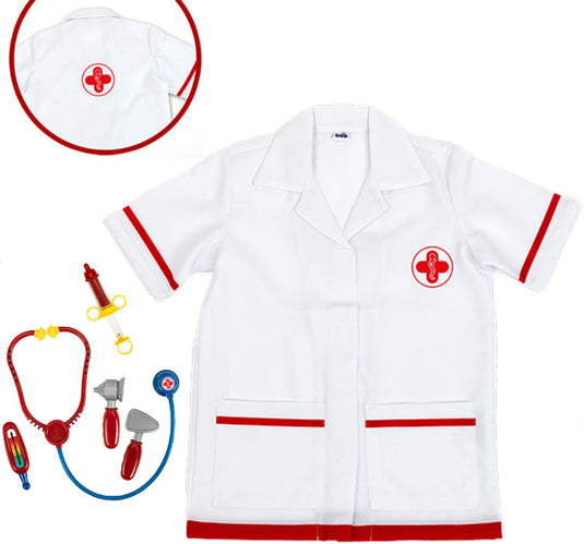 Klein toys - dokter set - met jasje en 6 accessoires - wit rood - complete set
