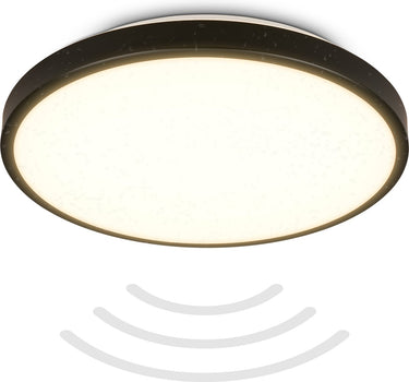 B.k.licht - led badkamerverlichting - plafondlamp met bewegingsmelder - ip54 - warm wit licht - 29x7.5 cm - zwart