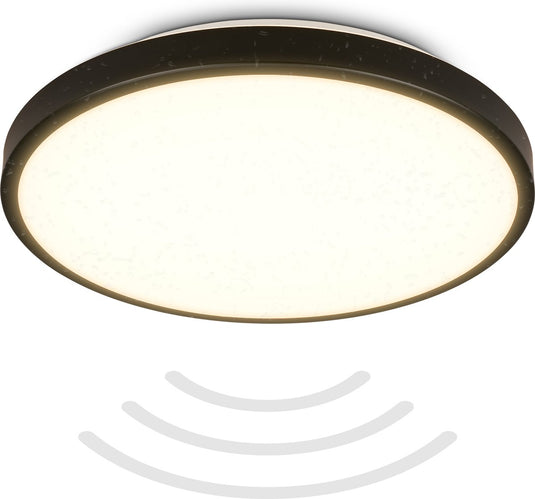 B.k.licht - led badkamerverlichting - plafondlamp met bewegingsmelder - ip54 - warm wit licht - 29x7.5 cm - zwart