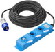 Proplus cee 3-weg stekkerdoos - 20 meter - 3 stopcontacten - verlengsnoer - verlengkabel - 2xschuko + 1x2-usb - blauw