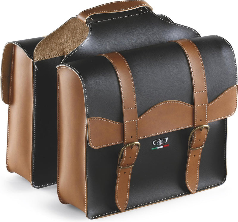 Load image into Gallery viewer, Selle monte grappa bauletto dubbele fietstas - 29 liter - leer - zwart donkerbruin
