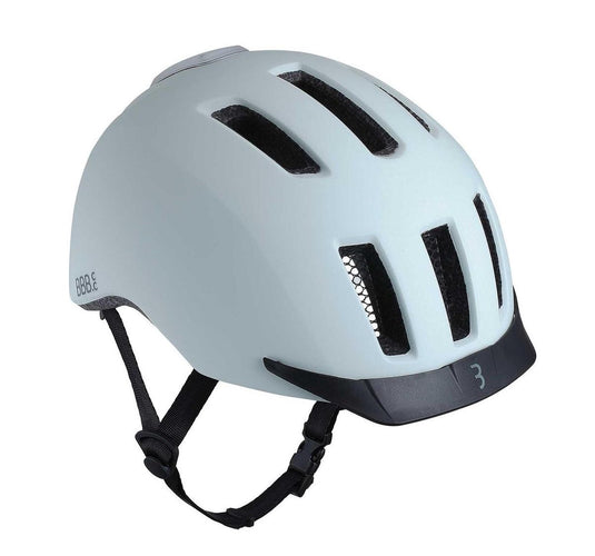 Bbb cycling grid fietshelm met verlichting - volwassenen - e-bike en stadsfiets - mat grijs wit - maat m - bhe-161