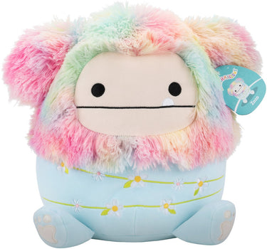 Squishmallows - medium plush 30cm zozo - rainbow and blue bigfoot wrapped w flower stems