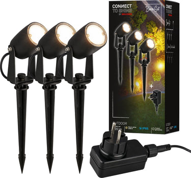 Briloner connect to shine - prikspot - set van 3 - tuinspot startset - tuinverlichting - ip65 - warm wit licht - ø4x2.5 cm - 1.5m kabel