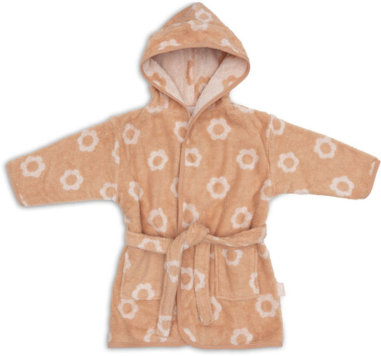 Jollein badjas - 100% badstof - 1-2 jaar - jacquard - flower